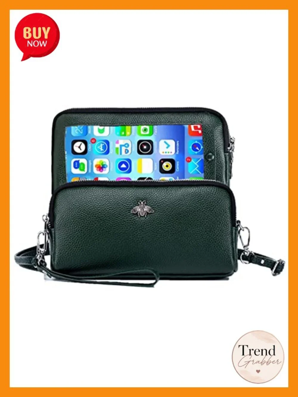 Genuine Leather Touch Screen Phone Bag Wristlet Handbag Wallet